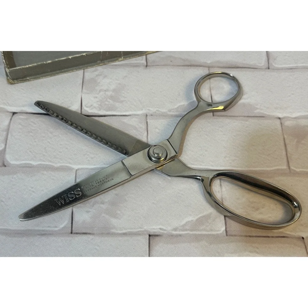 Vintage Wiss Model‎ C Pinking Shears Chrome Fabric Scissors Original Box USA